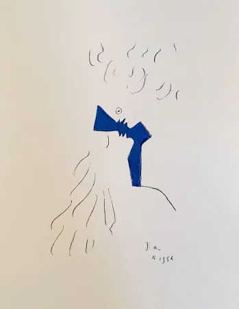 石版画 Cocteau - Sous le manteau de feu