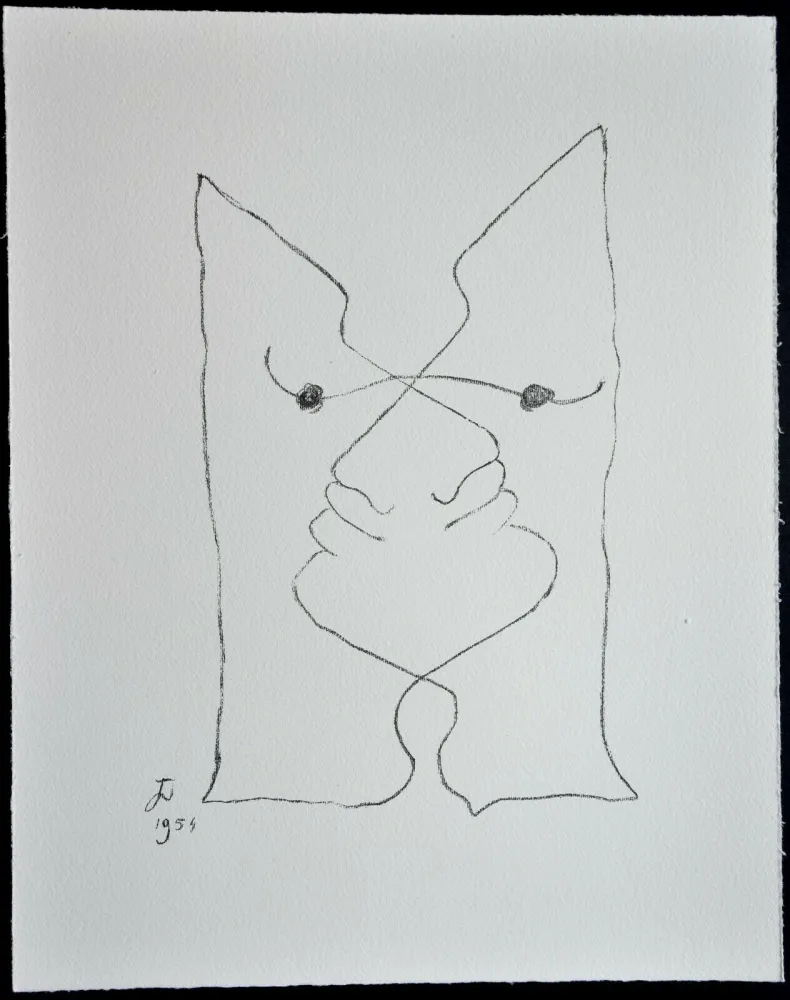 石版画 Cocteau - Sous le manteau de feu