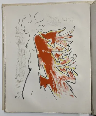 石版画 Cocteau -  Sous le manteau de feu.
