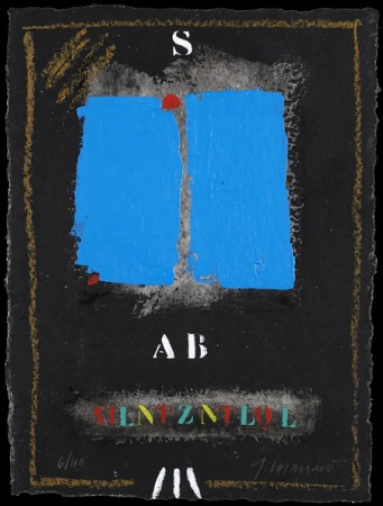 金刚砂版画 Coignard - Deux bleus sur noir