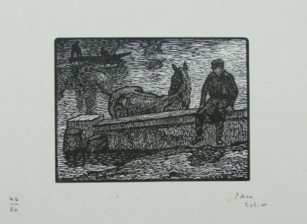 木刻 Colin - Le cheval au bain