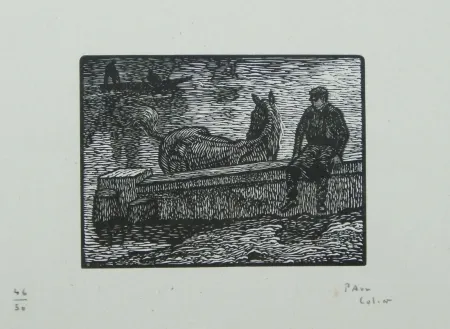 木刻 Colin - Le cheval au bain