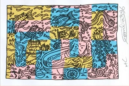 丝网印刷 Combas - Bain dans l'étang