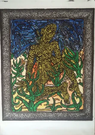 石版画 Combas - Homme jaune