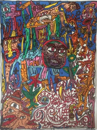 石版画 Combas - L'homme animal