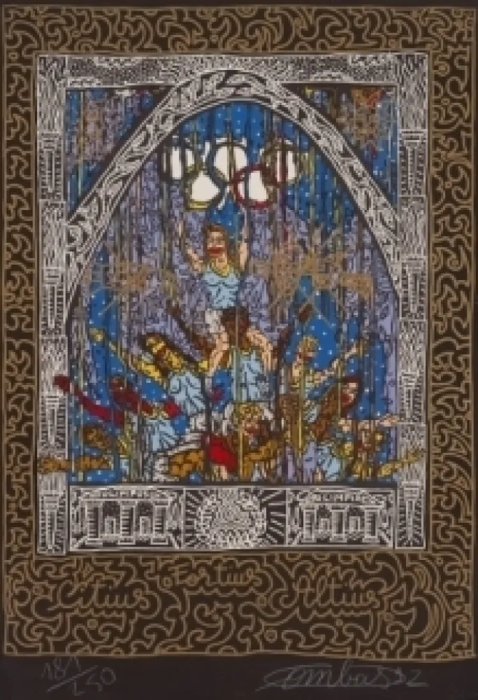 石版画 Combas - Olympique 92