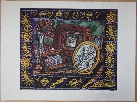 石版画 Combas - Table aux souvenirs