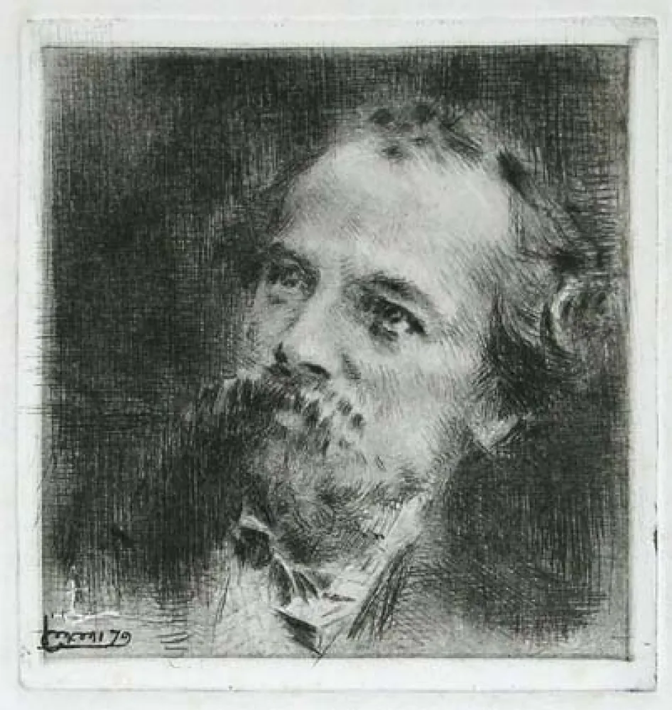 版画 Conconi - RITRATTO DI TRANQUILLO CREMONA (Portrait of Tranquillo Cremona) 