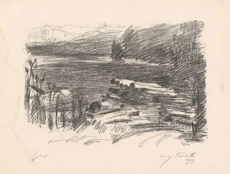 石版画 Corinth - Holzplatz am Walchensee 