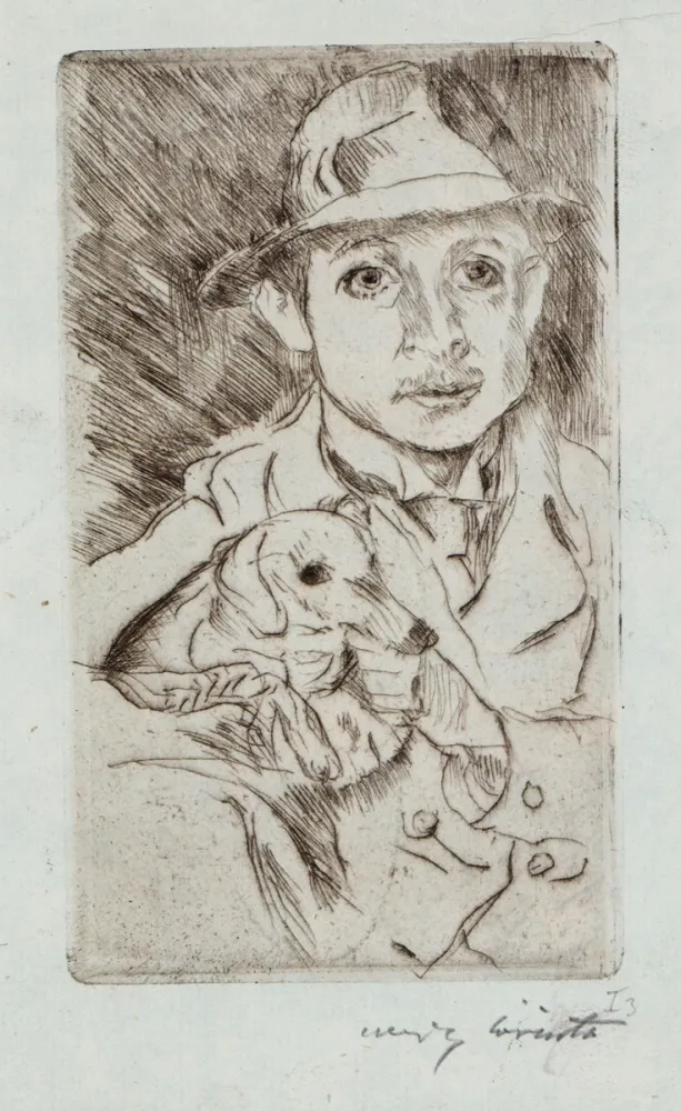 蚀刻版画 Corinth - Knabe mit Hund