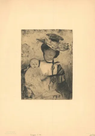 版画 Corinth - Mutter und Kind