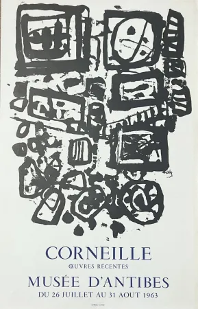 石版画 Corneille - Affiche lithographique Musée d'Antibes (Musée Picasso) 1963