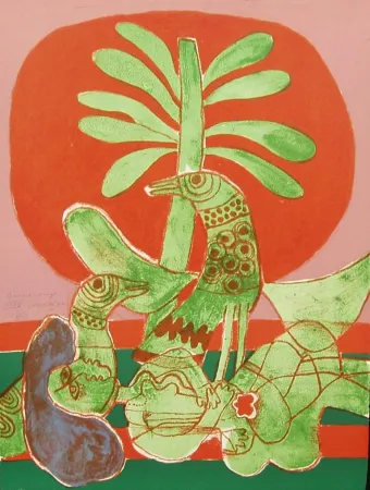 石版画 Corneille - AMORE ROUGE