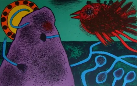 石版画 Corneille - Aurore sur la montagne