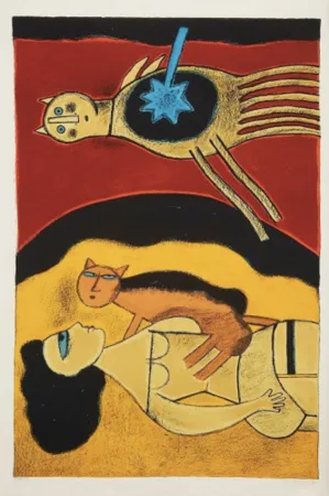 石版画 Corneille - Blauer Stern