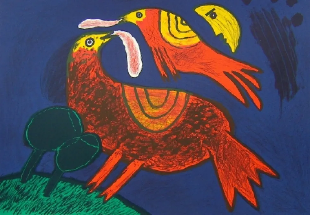 石版画 Corneille - Demi-lune dans ciel catalan