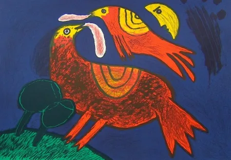 石版画 Corneille - Demi-lune dans ciel catalan