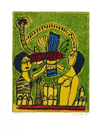 丝网印刷 Corneille - Deux femmes dans la cité