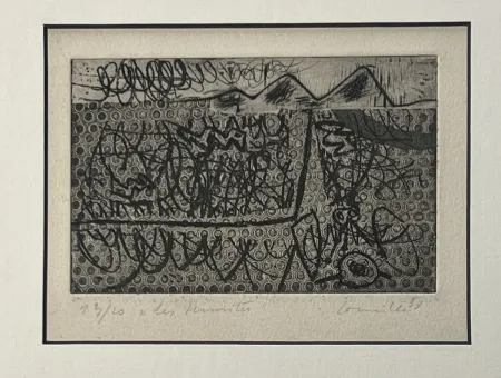 蚀刻版画 Corneille - Eau-forte encadrée Les termites 1953 Numéro 3/20