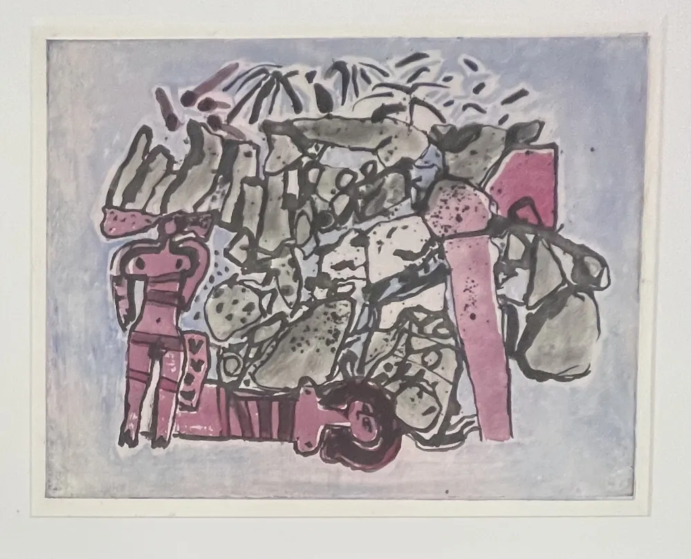 蚀刻飞尘法 Corneille - Eau-forte encadrée : Lieu rupestre E/A 