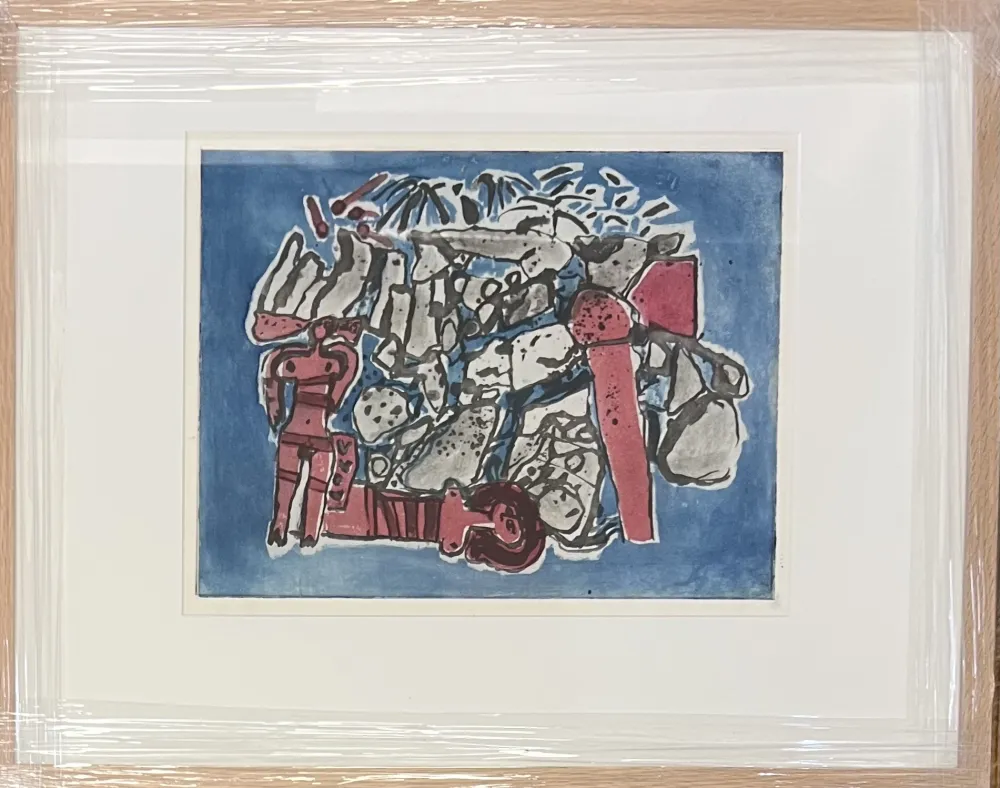 无技术 Corneille - Eau-forte encadrée : Lieu rupestre E/A 