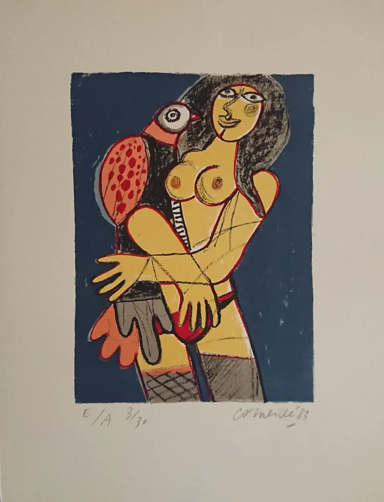 石版画 Corneille - '' Enchantement des jours ''