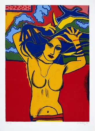 丝网印刷 Corneille - Femme à la chevelure deployée