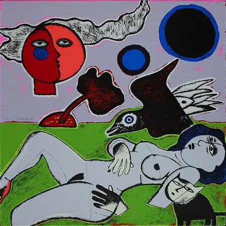 丝网印刷 Corneille - Femme diurne