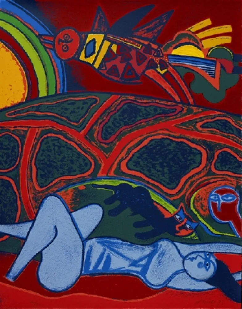 丝网印刷 Corneille - Grande terre à l'arc-en-ciel