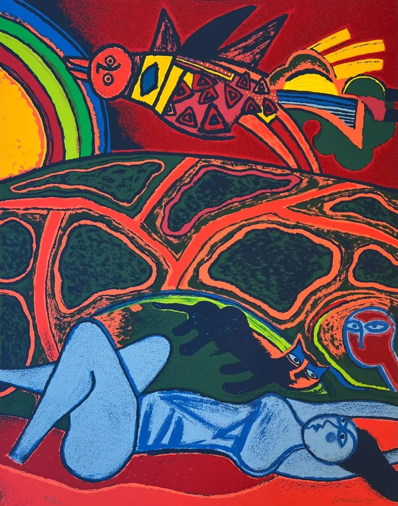 石版画 Corneille - Grande terre arc en ciel 