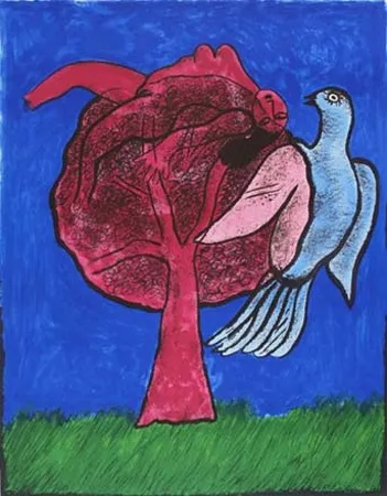 石版画 Corneille - L'Arbre Rouge