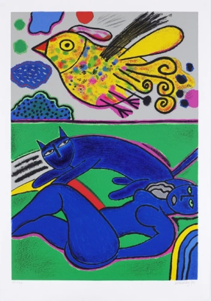 丝网印刷 Corneille - Le doux félin de l'été