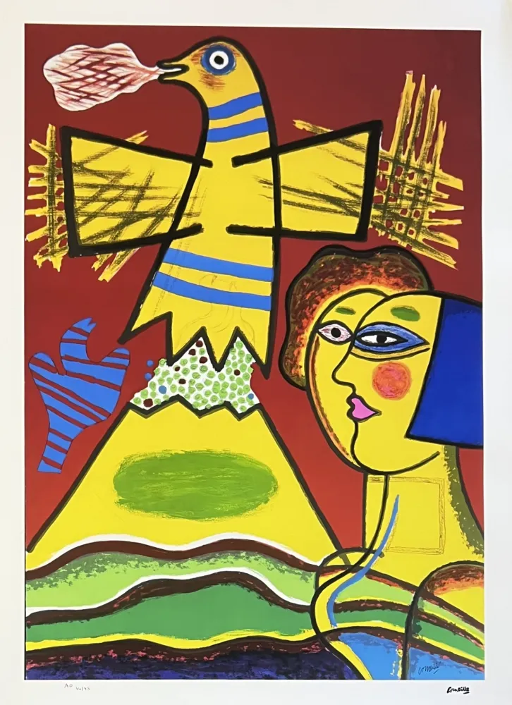 复数作品 Corneille - Le grand oiseau du Mont Fuji, 1989,  45 ex