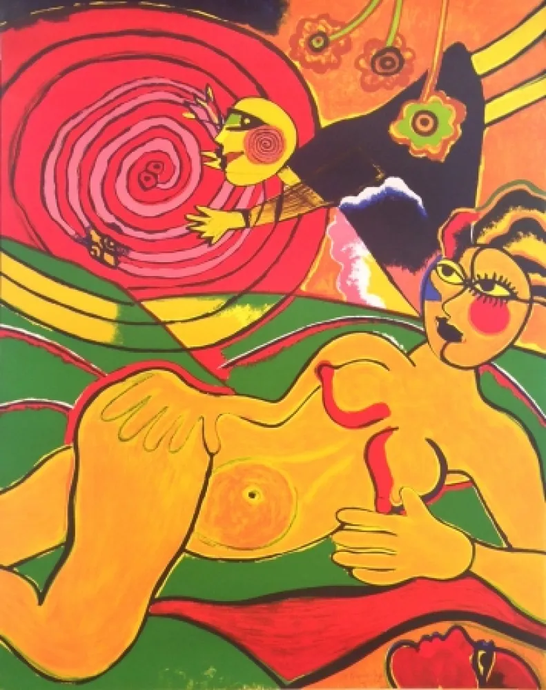 丝网印刷 Corneille - L'enchantement du soleil serpent