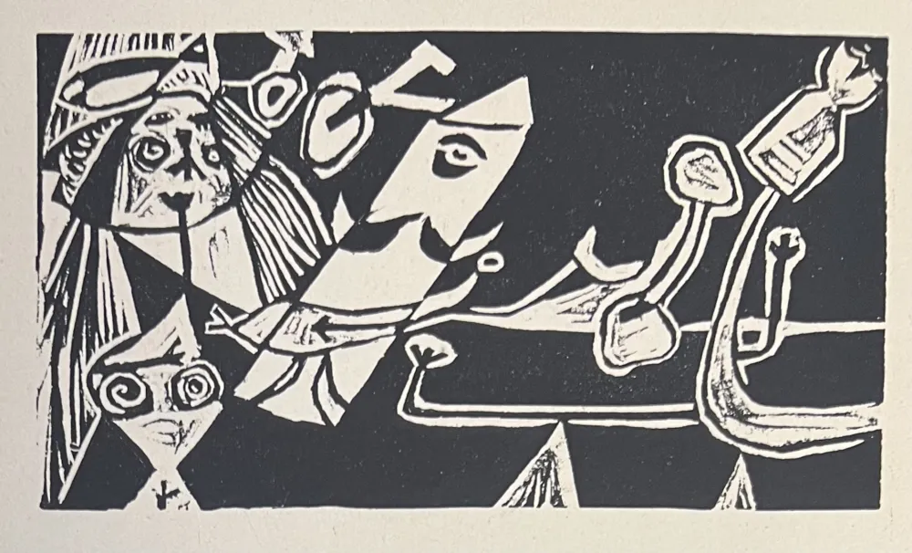 油毡版画 Corneille - Linogravure Cobra La Belle d'une journée 1949