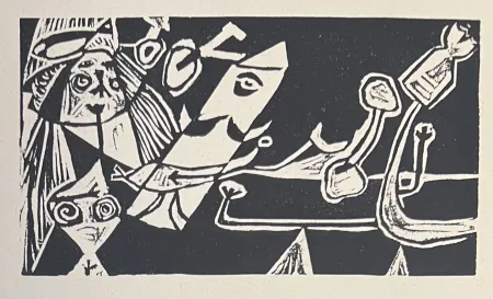 油毡版画 Corneille - Linogravure Cobra La Belle d'une journée 1949