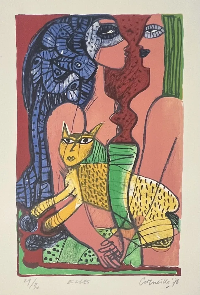 石版画 Corneille - Lithographie ancienne ELLES, 1976 - 29/30