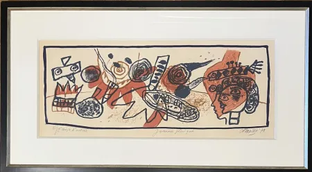 石版画 Corneille - Lithographie ancienne encadrée , Journée Féérique, 1971