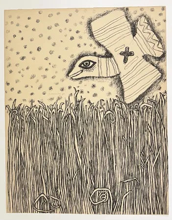 石版画 Corneille - Lithographie ancienne Herbes, 1973