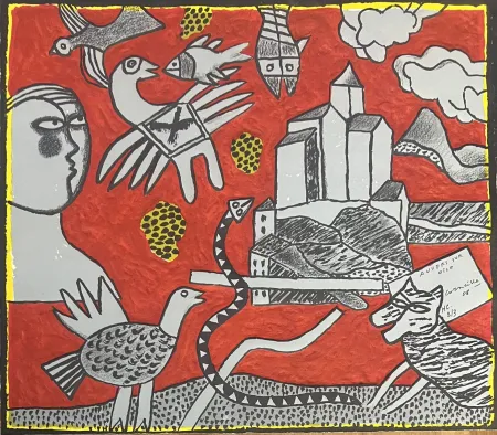 金刚砂版画 Corneille -  Lithographie au Carborundum Auvers sur Oise : Village Van Gogh, HC