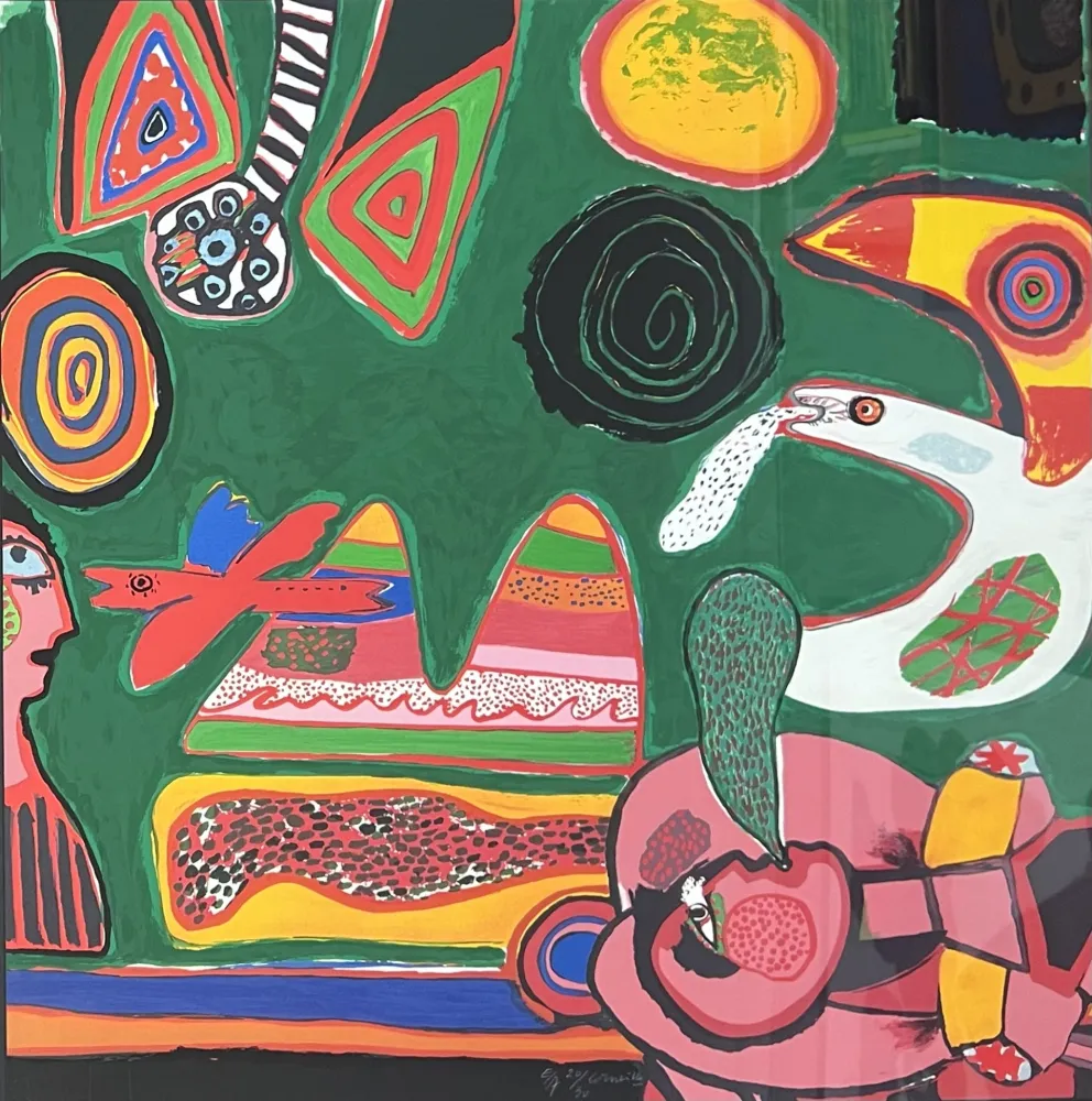 石版画 Corneille - Lithographie Bain de soleil 1997, encadrée!