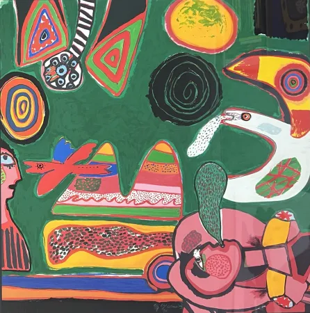 石版画 Corneille - Lithographie Bain de soleil 1997, encadrée!