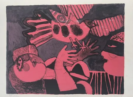 石版画 Corneille - Lithographie L'oiseau convoité, 1985