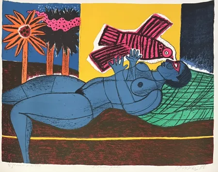 无技术 Corneille - Lithographie L'oiseau proche  Epreuve d'artiste 1988