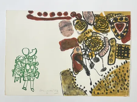 石版画 Corneille -  Lithographie  signée Femme d'aube et de nuit, 1967