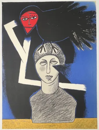 石版画 Corneille - Lithographie The Raven 1991 E/A - Le corbeau - Hommage à Edgar Allan Poe