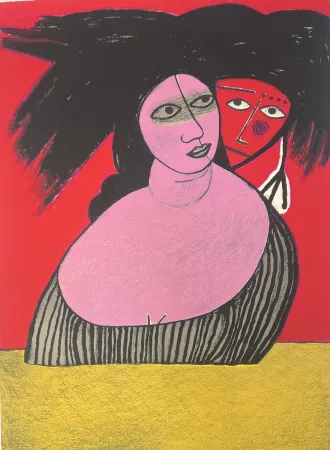 石版画 Corneille - Lithographie The Raven 1991 E/A - Le corbeau - Hommage à Edgar Allan Poe