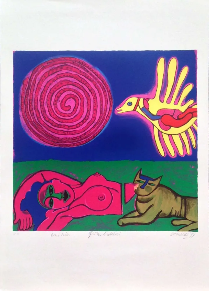 石版画 Corneille - Nu au Soleil