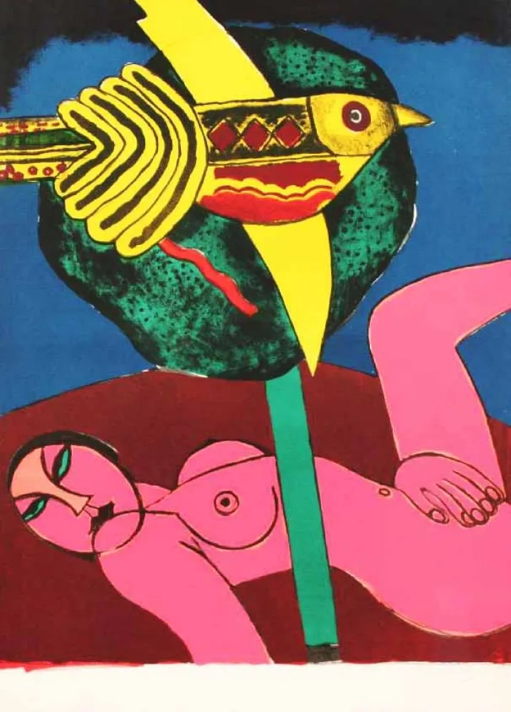 石版画 Corneille - NUDO ROSA