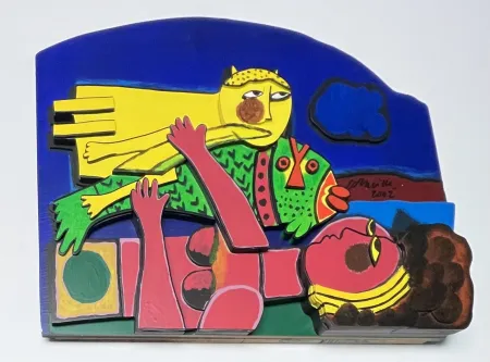 复数作品 Corneille - Sculpture en bois signée : Eté Baroque II